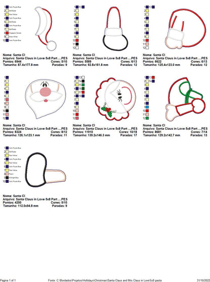Christmas Santa Claus and Mrs Claus in Love - ITH Project - Machine Embroidery Design