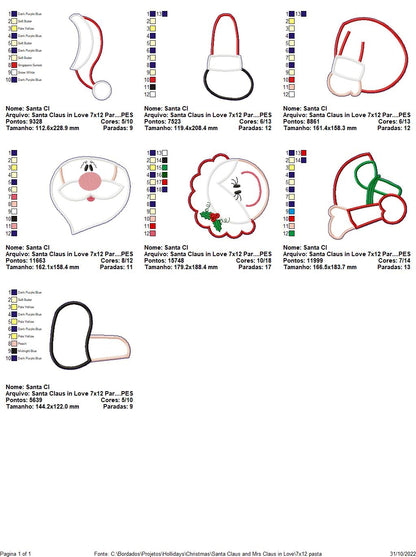 Christmas Santa Claus and Mrs Claus in Love - ITH Project - Machine Embroidery Design