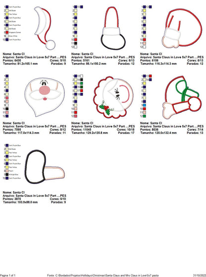 Christmas Santa Claus and Mrs Claus in Love - ITH Project - Machine Embroidery Design