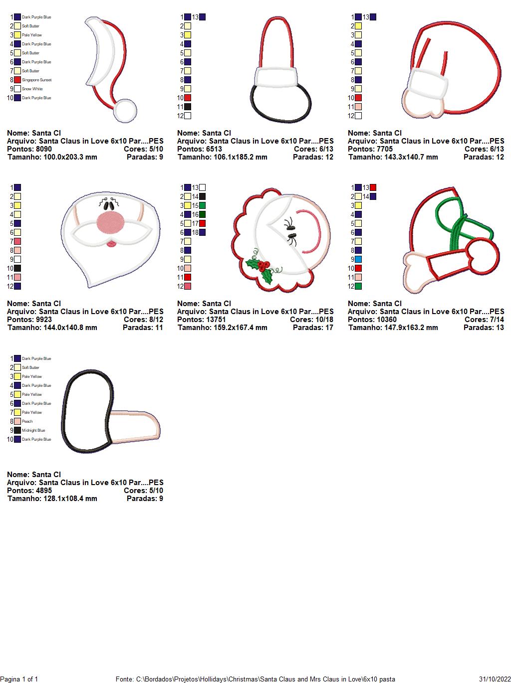 Christmas Santa Claus and Mrs Claus in Love - ITH Project - Machine Embroidery Design
