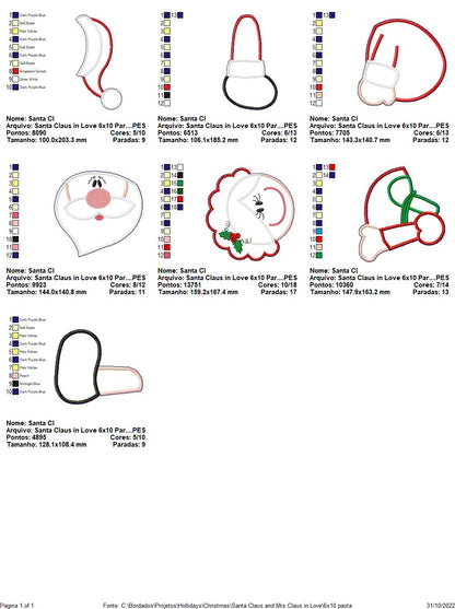 Christmas Santa Claus and Mrs Claus in Love - ITH Project - Machine Embroidery Design