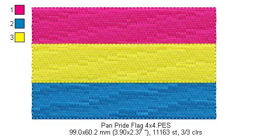 Pan Pride Flag - Fill Stitch - 2x2 4x4 5x7 6x10 7x12