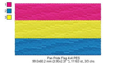 Pan Pride Flag - Fill Stitch - 2x2 4x4 5x7 6x10 7x12