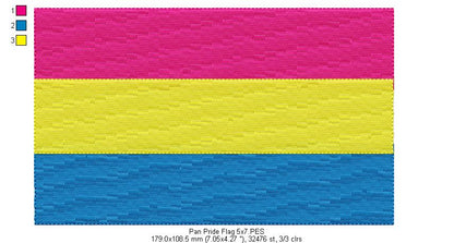 Pan Pride Flag - Fill Stitch - 2x2 4x4 5x7 6x10 7x12