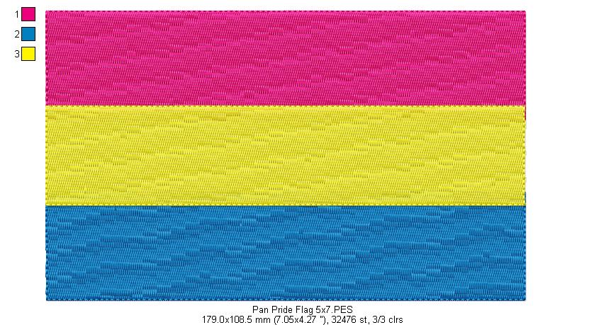 Pan Pride Flag - Fill Stitch - 2x2 4x4 5x7 6x10 7x12