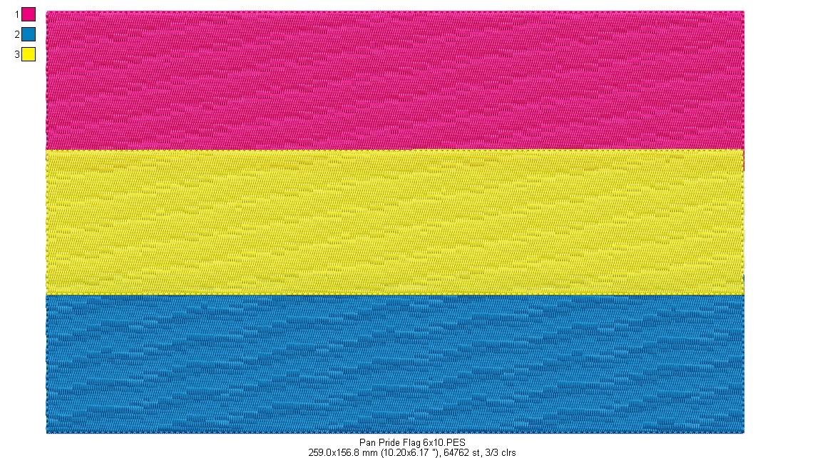 Pan Pride Flag - Fill Stitch - 2x2 4x4 5x7 6x10 7x12