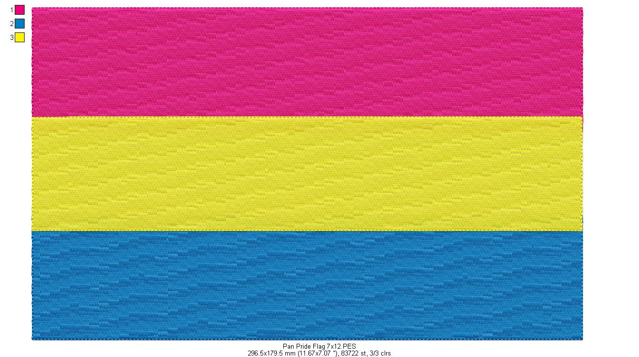 Pan Pride Flag - Fill Stitch - 2x2 4x4 5x7 6x10 7x12