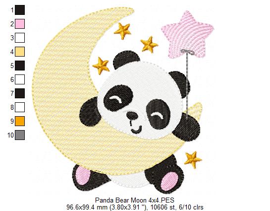 Sweet Panda Moon - Sketch Stitch – Machine Embroidery Design