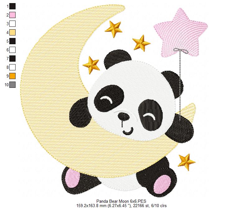 Sweet Panda Moon - Sketch Stitch – Machine Embroidery Design