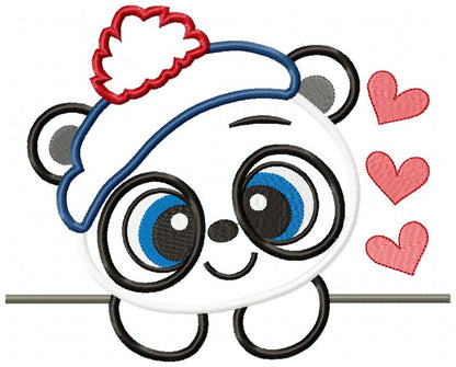 Panda Bear Boy - Applique - 4x4 5x7 6x10 7x12