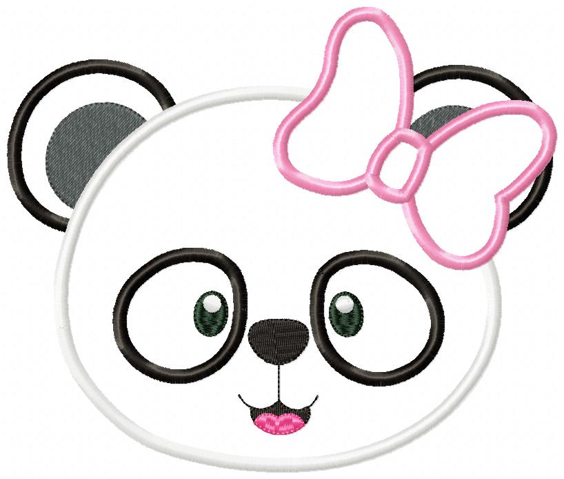 Panda Bear Girl - Applique - 4x4 5x5 6x6 7x7