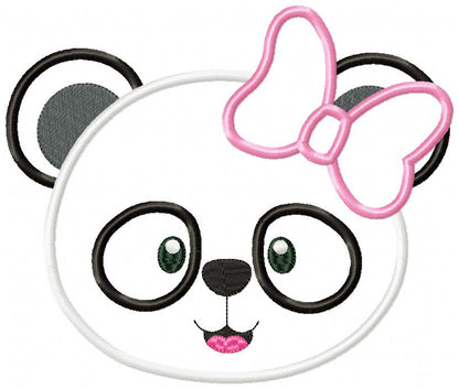 Panda Bear Girl - Applique - 4x4 5x5 6x6 7x7