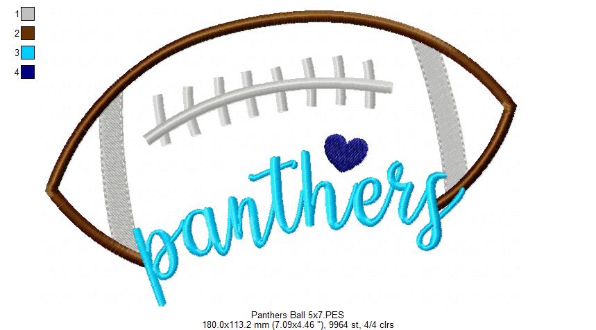 Panthers Football Script – Satin Stitch – Machine Embroidery Design