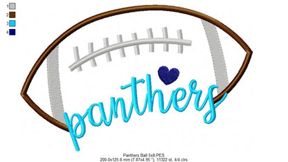 Panthers Football Script – Satin Stitch – Machine Embroidery Design
