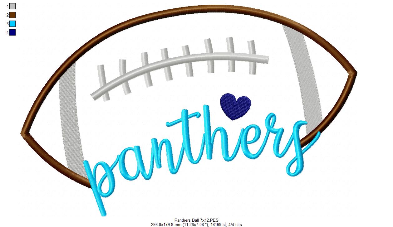 Panthers Football Script – Satin Stitch – Machine Embroidery Design