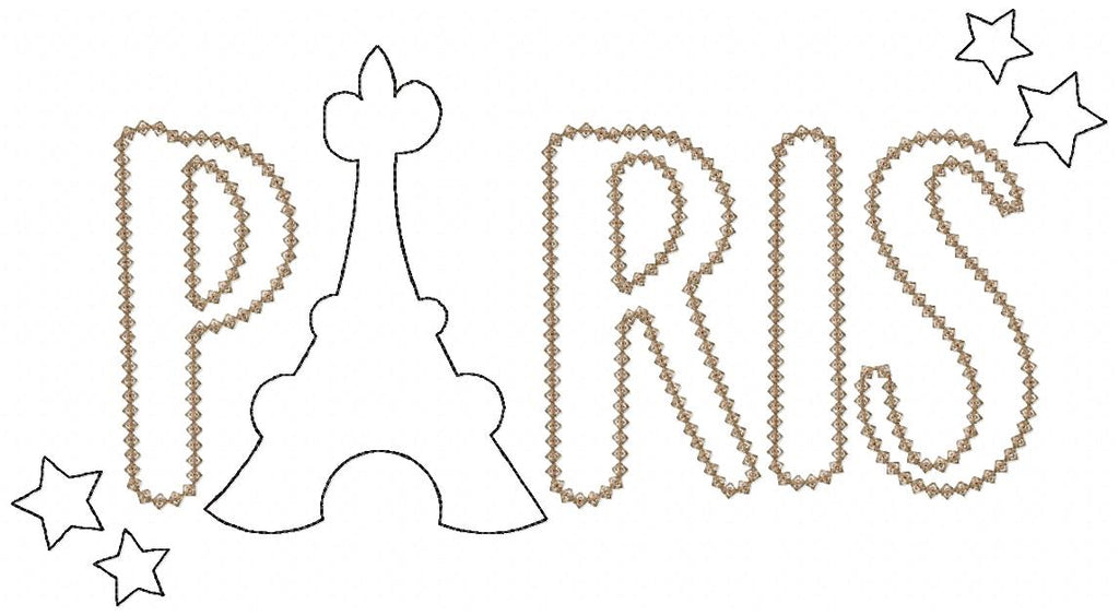 Paris Eiffel Tower - Raggy Applique - 5x7 5x8 6x10 7x12