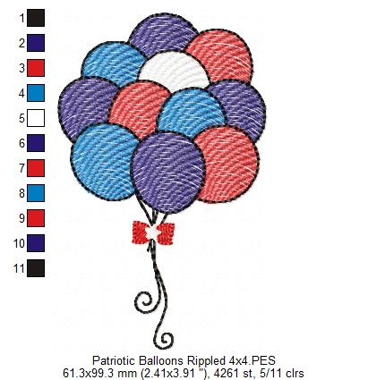 4th of July Patriotic USA Balloons - Rippled