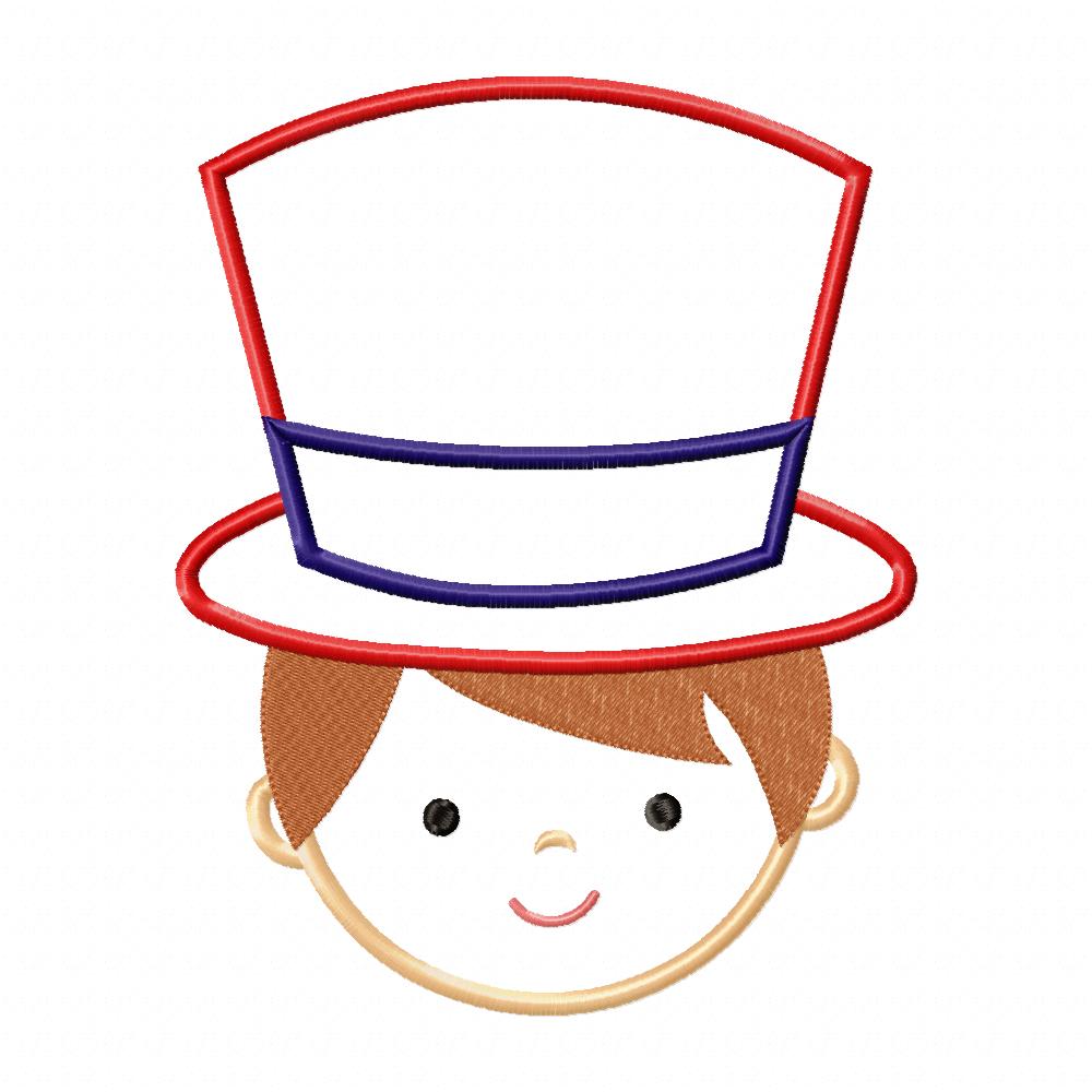 USA Patriotic American Boy Face - Applique