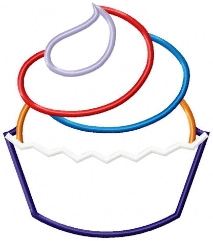 Patriotic Cupcake 4th of July - Applique - 4x4 5x5 6x6 7x7