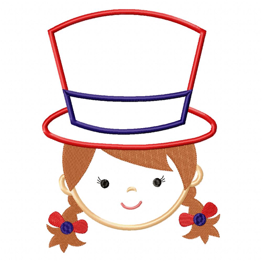 USA Patriotic American Girl Face - Applique