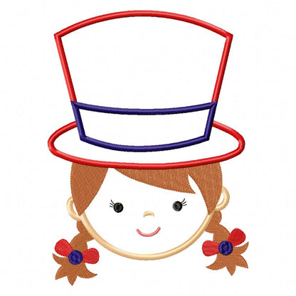 USA Patriotic American Girl Face - Applique