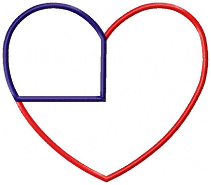 Patriotic Heart 4th of July Independence Day - Applique