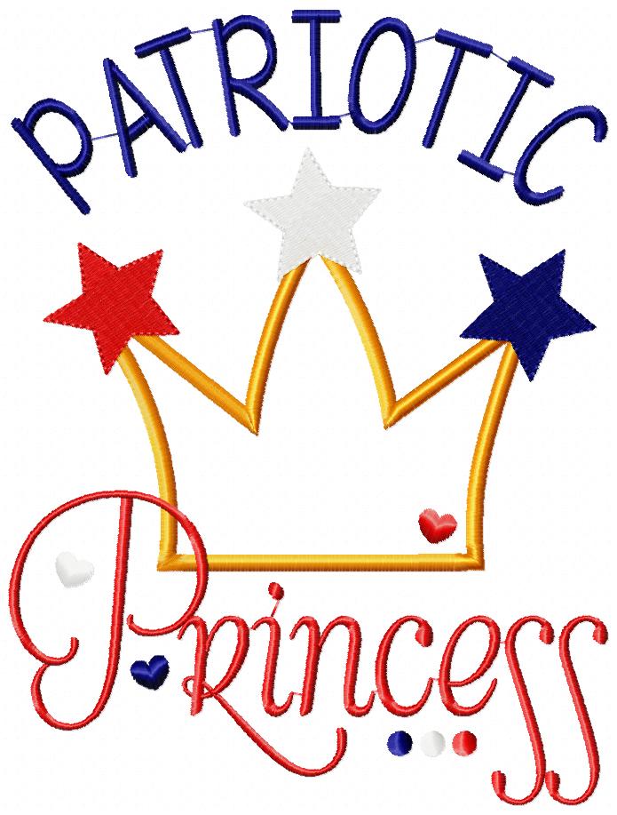 Patriotic Princess Crown - Appliqué – Machine Embroidery Design