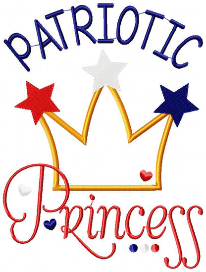 Patriotic Princess Crown - Appliqué – Machine Embroidery Design