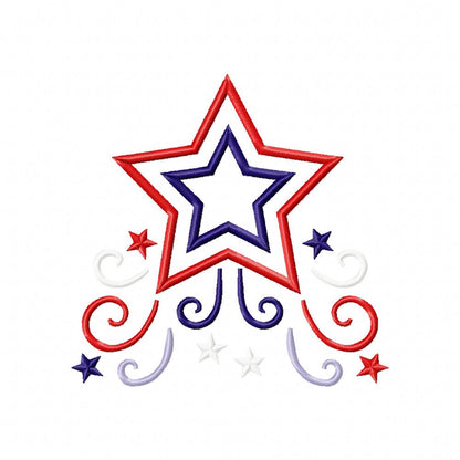 4th of July Star Independence Day - Applique