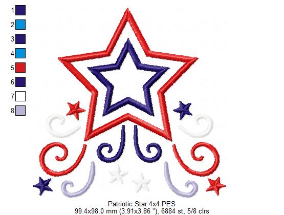 4th of July Star Independence Day - Applique