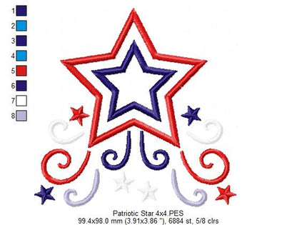 4th of July Star Independence Day - Applique