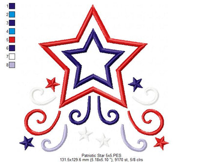 4th of July Star Independence Day - Applique