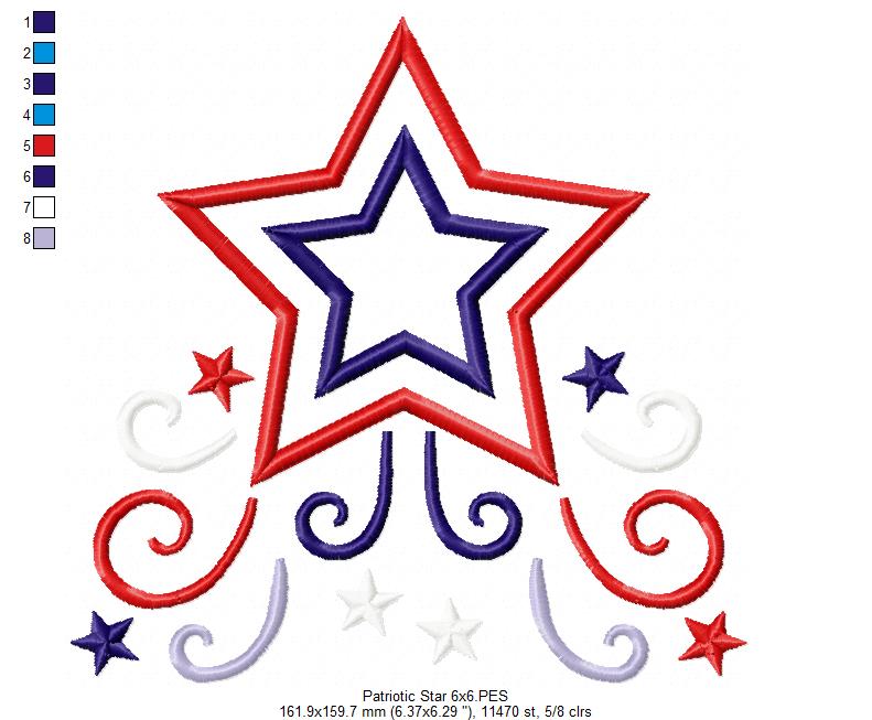 4th of July Star Independence Day - Applique