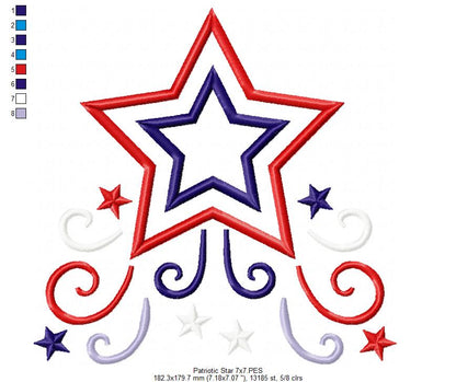 4th of July Star Independence Day - Applique