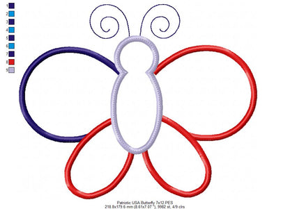 4th of July Patriotic USA Butterfly - Applique