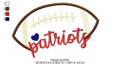 Football Patriots Ball - Fill Stitch - Machine Embroidery Design