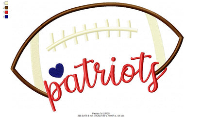 Football Patriots Ball - Fill Stitch - Machine Embroidery Design
