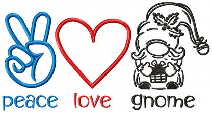 Peace Love Gnome - Fill Stitch