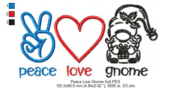 Peace Love Gnome - Fill Stitch