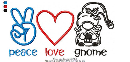 Peace Love Gnome - Fill Stitch