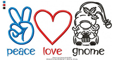 Peace Love Gnome - Fill Stitch
