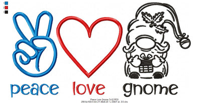 Peace Love Gnome - Fill Stitch
