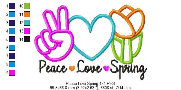 Peace Love Spring - Applique