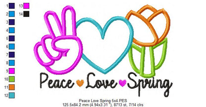 Peace Love Spring - Applique