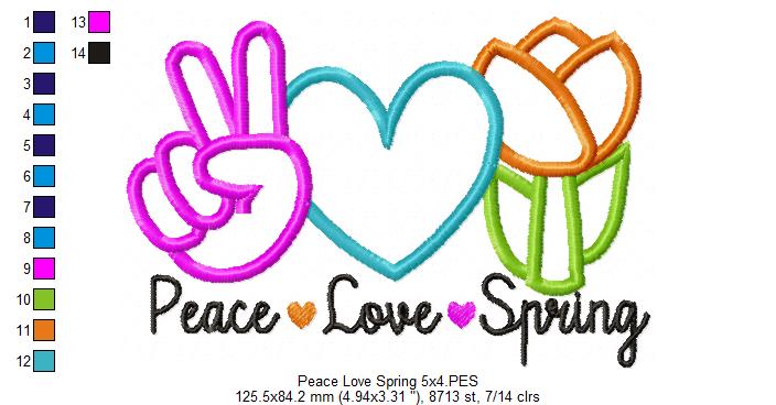 Peace Love Spring - Applique