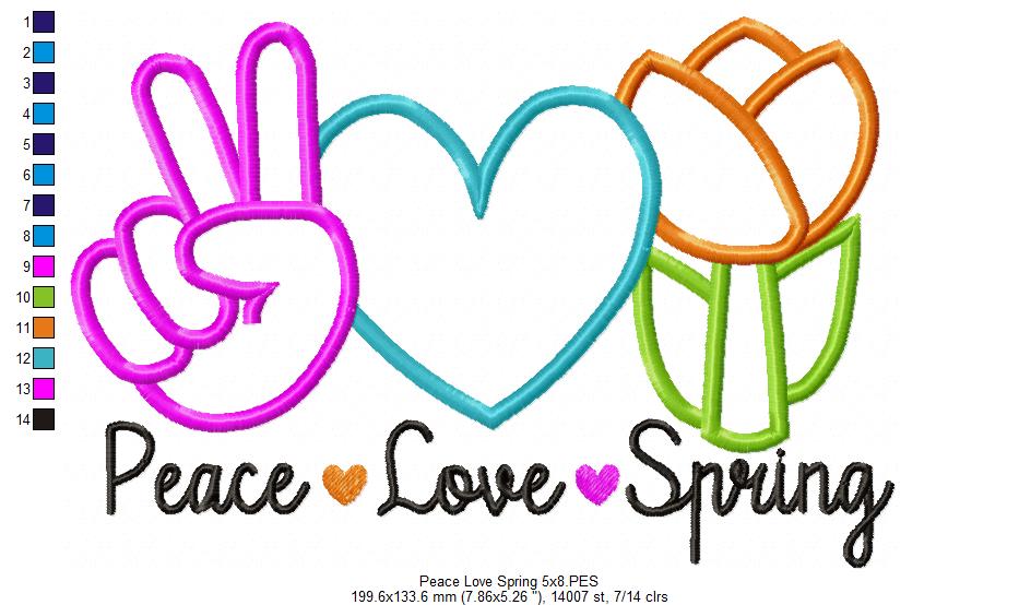 Peace Love Spring - Applique