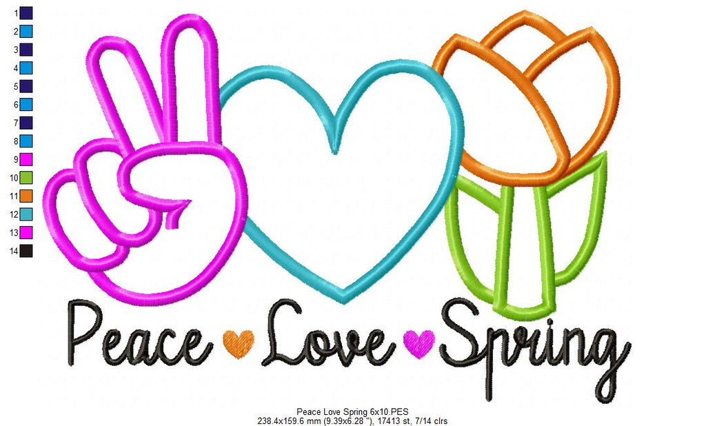 Peace Love Spring - Applique