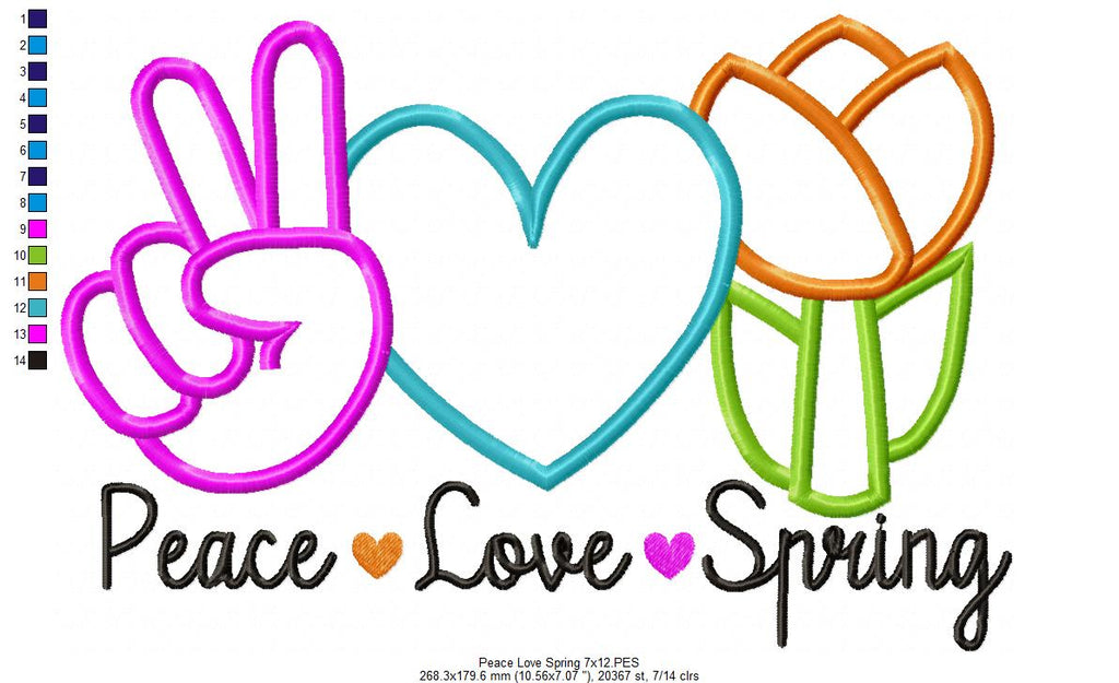 Peace Love Spring - Applique