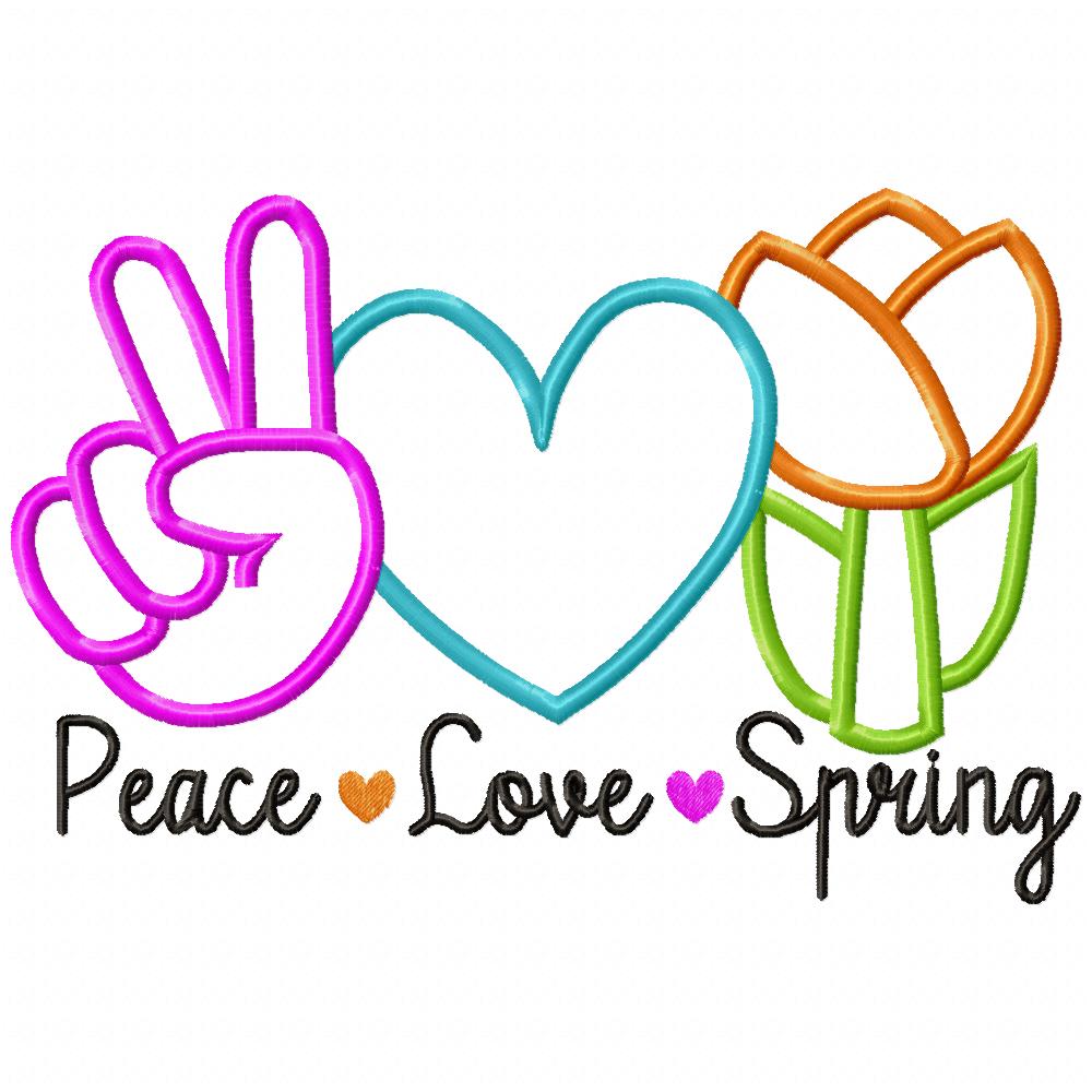 Peace Love Spring - Applique