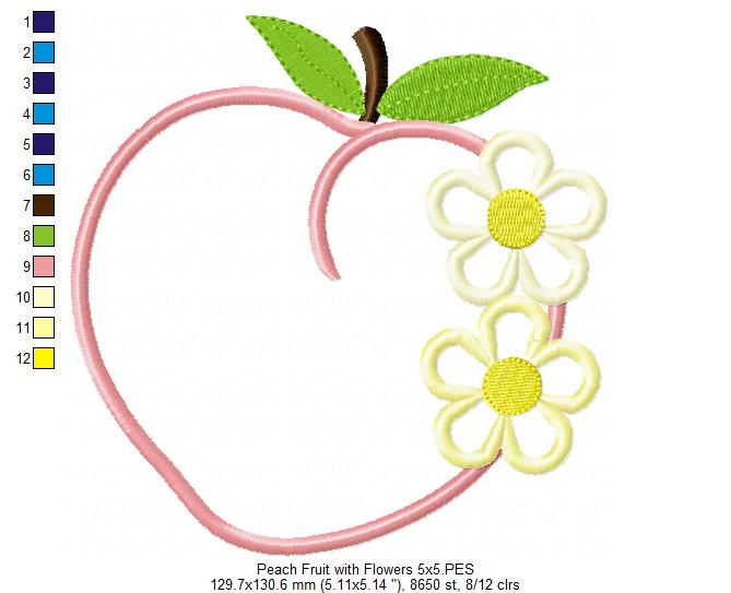 Peach Fruit with Flowers - Applique